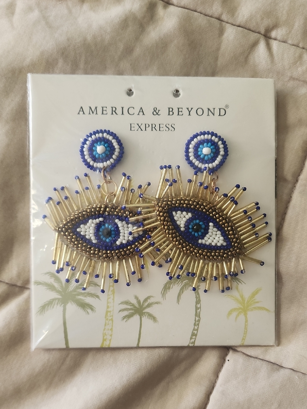 Beaded Evil Eye Earrings